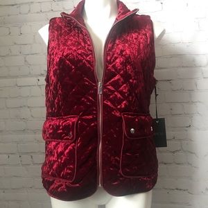 QUILTED VELVET VEST WITH SILVER HARDWARE